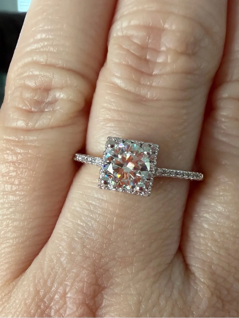1.0CT GRA MOISSANITE Princess Cut s925 Sterling Silver Ring/ Size 9